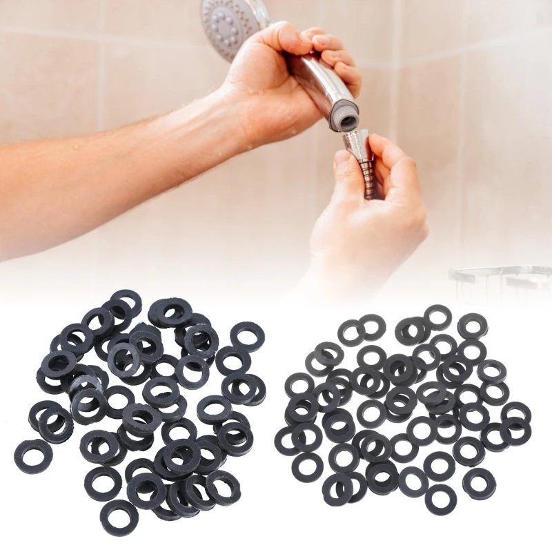 50pcs Shower Head Seal Rings Rubber Flat Washers Leakproof Gaskets set Simple Installation Upgrades for Hose Connectors