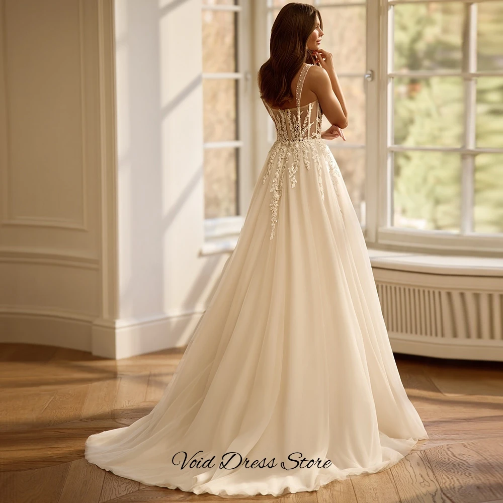 High Quality Tulle Customized Bridal Gowns Elegant Spaghetti Straps Sweetheart Wedding Dress Handmade Flowers Vestido De Novia