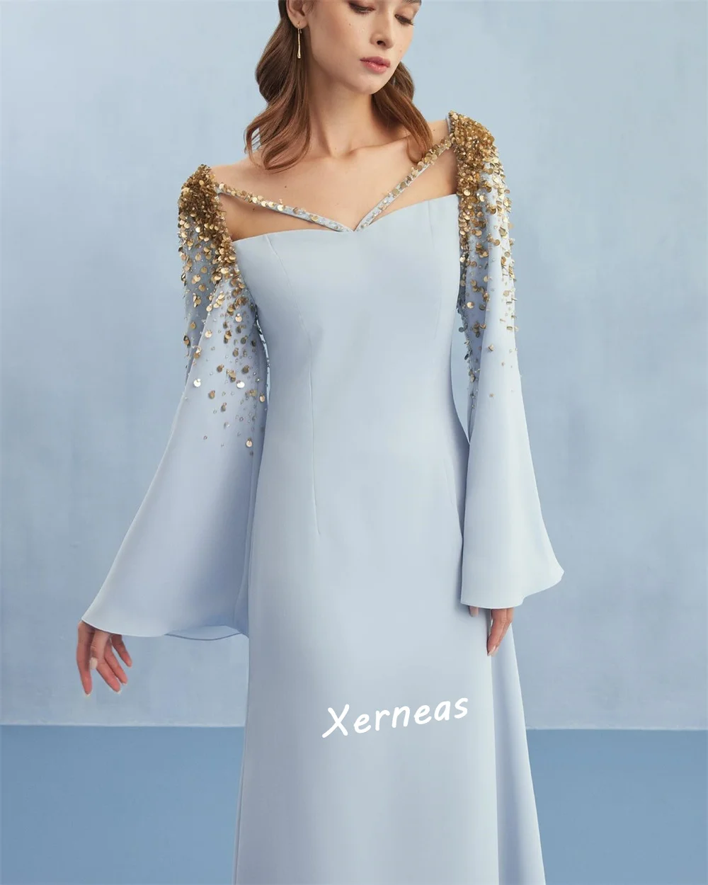 ที่กําหนดเอง JERSEY Sequined A-Line ชุดยาว Bespoke โอกาสหรูหราชุดราตรี Gorgeous Glitter คุณภาพสูง