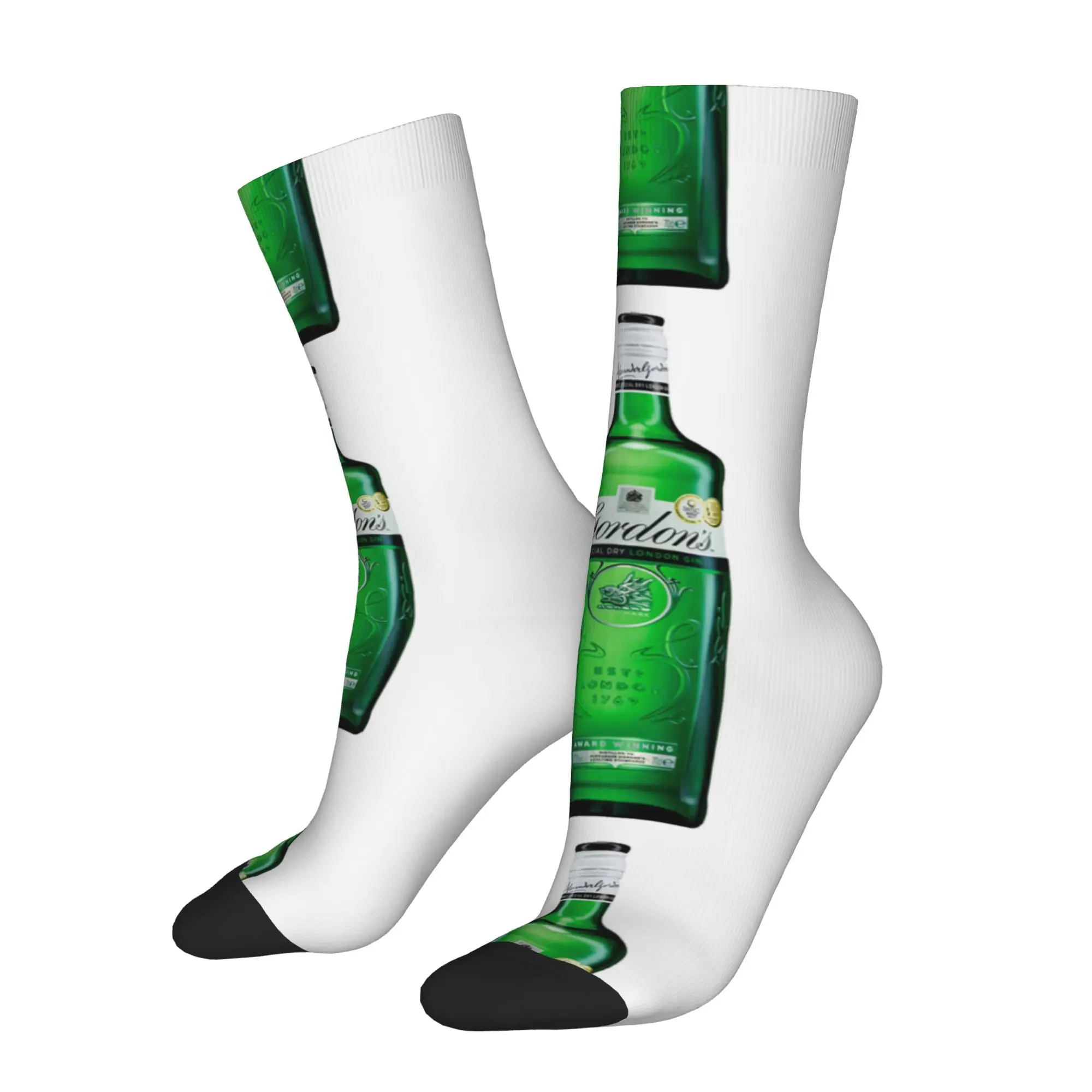 Calcetines divertidos gGordon gGordon's Special Dry London Gin Green Bottle, calcetines con estampado de calidad Harajuku para hombre, calcetines informales para hombre