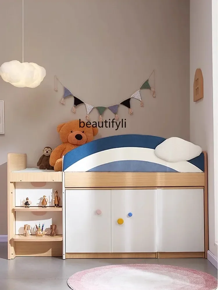 

LHX26 ss 26 Nordic Small Multi-Functional Combined Bed Semi-High Bed Bed Cabinet Integrated Boys and Girls with Desk