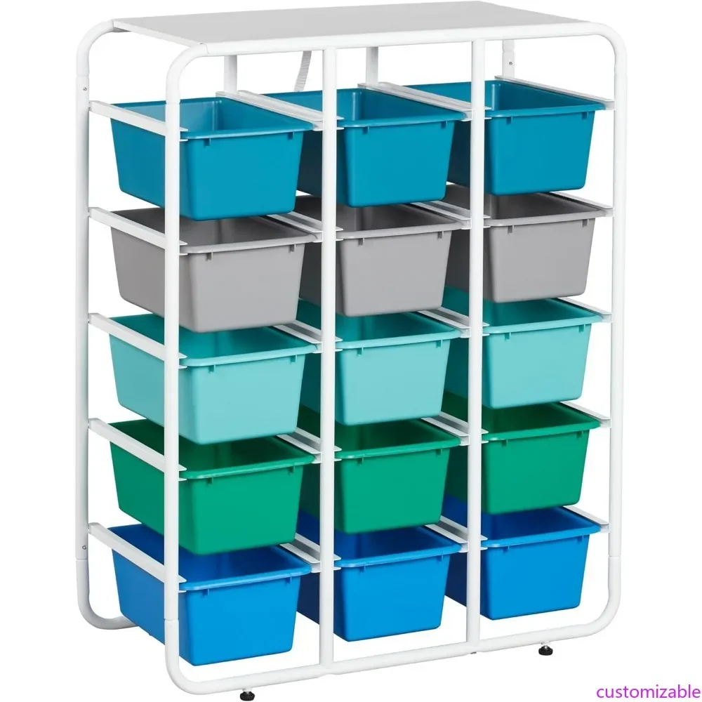 

ECR4Kids 5-Tier Storage Organizer with 15 Cubby Shelves, 5x3 Dimensions, Modern Design for Versatile Use