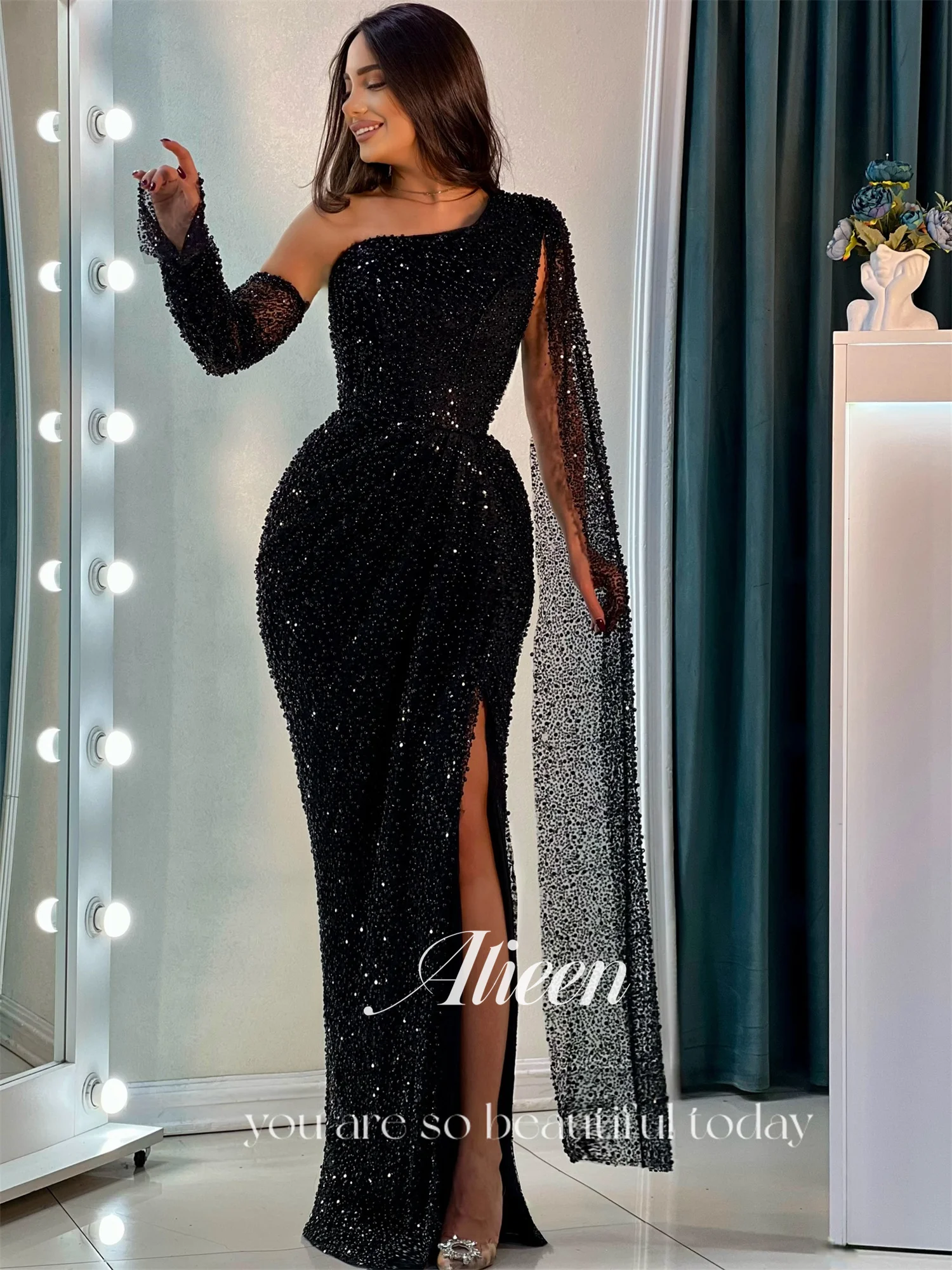 Aileen Zeemeerminjurken Gala فسات Mohamed Aireة Luxe damesavondjurken voor speciale gelegenheden Vestidos De Fiesta Zwarte jurk