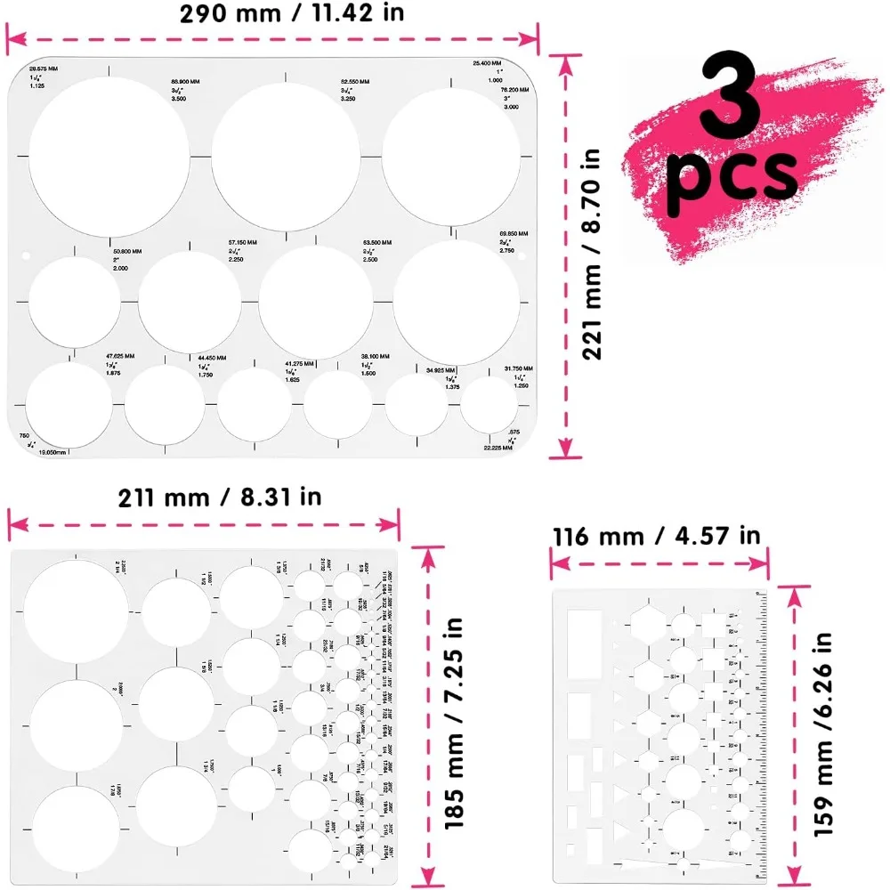 Draft office and school building templates drawing templates, large and small sizes