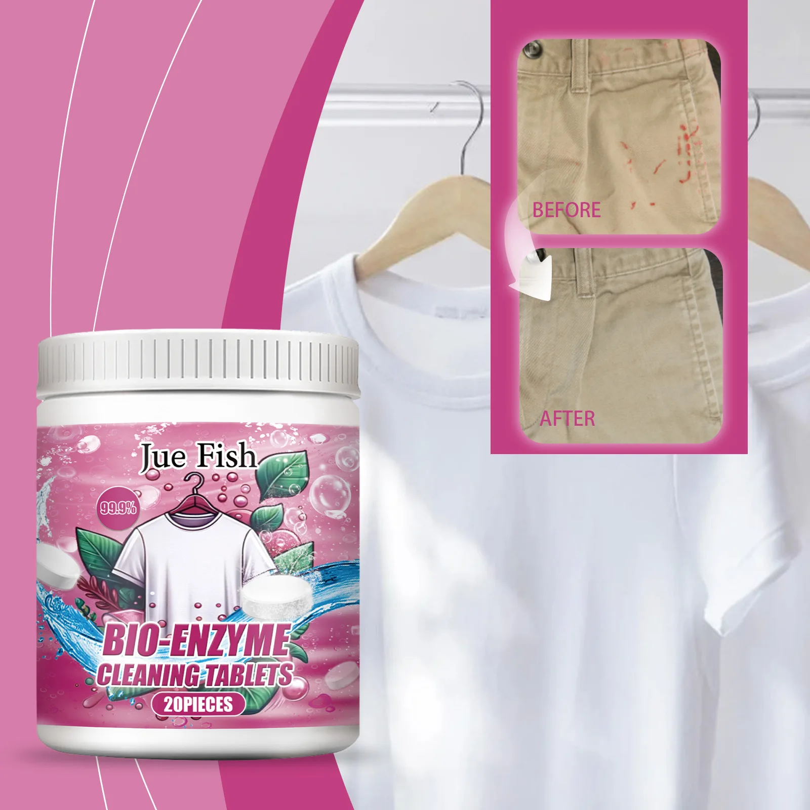Bio Enzyme Cleaning Tablets Strong Decontamination Remove Stubborn Dirt Prevent Clothing Fading Whitener Clothing Stains Remover
