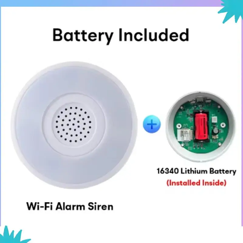 Умная сирена сигнализации ABZW с поддержкой Tuya 90 дБ и светодиодным ночником RGB для безопасной домашней среды
