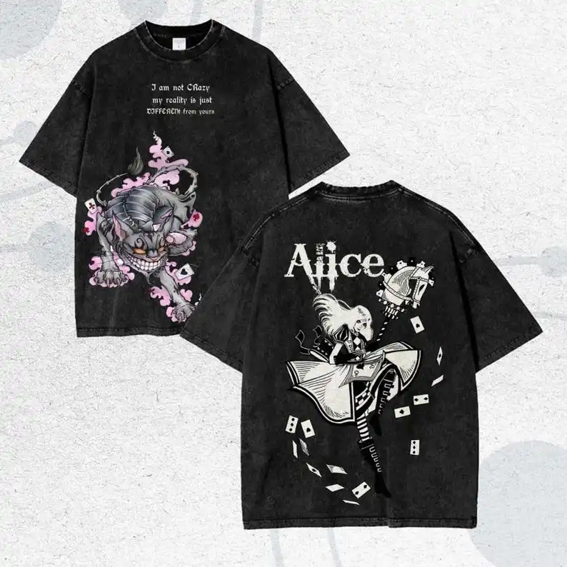 Camiseta Alice Madness Returns, ropa con personalidad, adecuada para todas las estaciones, ropa de calle unisex de talla grande, suave y de alta calidad