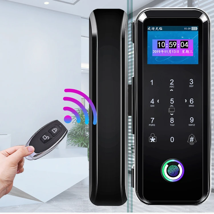 Security Access Control Automatic Digital Deadbolt  Finger Print Lock Smart Glass Door Lock