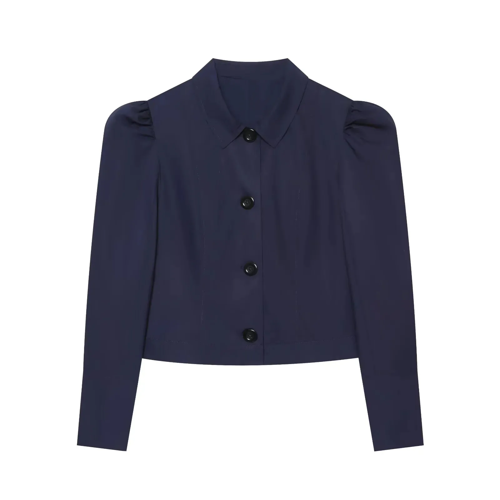 European and American style 2026 autumn new women's wear, simple and slim-fitting long-sleeved lapel pleated short suit jacket