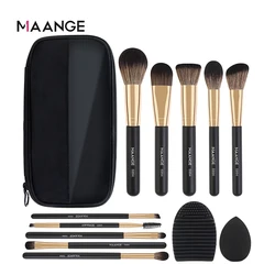 MAANGE 6/10Pcs Makeup Brushes Set With Bag Powder Foundation Eye Shadows Eyebrow Brush Sponges Professional beauty Makeup Tools