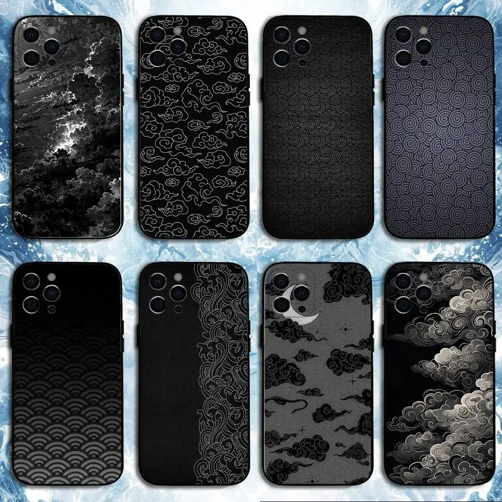 

Aesthetic Night Clouds Design Phone Case For iPhone 16,15,14,13,12,11 Plus,Pro Max, Soft Silicone Black Cover