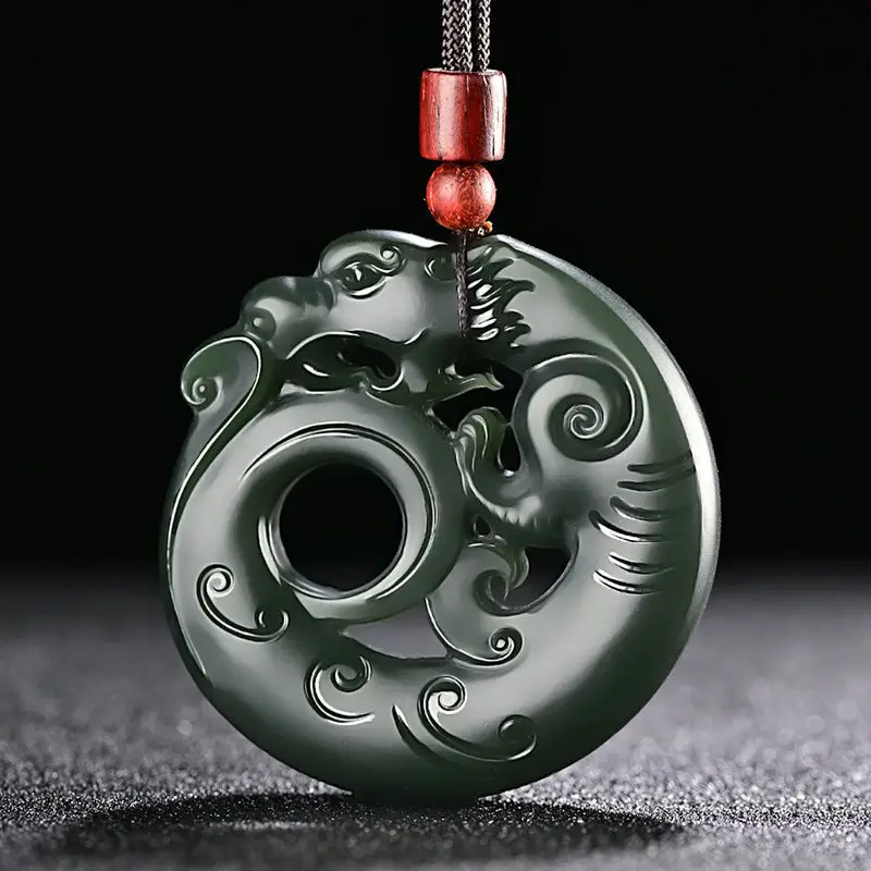 

Hetian Gray a Fine Material Wall Men's Zodiac Dragon Brand Jade Pendant
