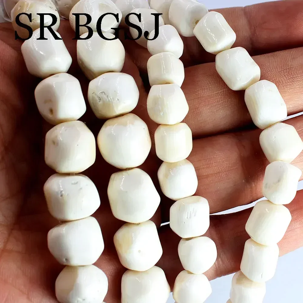 9-12mm Wholesale Real Irregular Column White Natural Sea Bamboo Coral Jewelry Making Beads Strand 15\