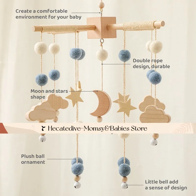 【Must Have】 Sonagli e cellulari per bambini, giocattoli educativi, set per neonati, palline in feltro con cielo stellato ​   mini decorazioni giocattoli unici cose per bambini