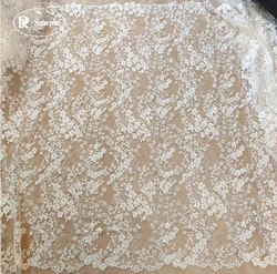 Sequin Lace Floral Bride Fabric, Wedding Dress, Headdress Skirt, DIY Hand Sewing Accessories, Clothing , Off White