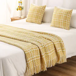 Modern Plaid Tassels Bed Flag Bed Tail Scarf  Bed Runner Upscale Household Bedroom Hotel Bed Flag Bed End Towel Bed End Blanket