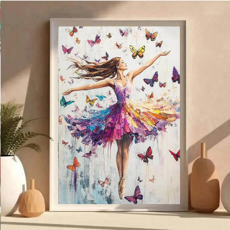 AB Diamond DIY Diamond Painting Kit, featuring ballet girl and butterfly designs, is ideal for adults and beginners.