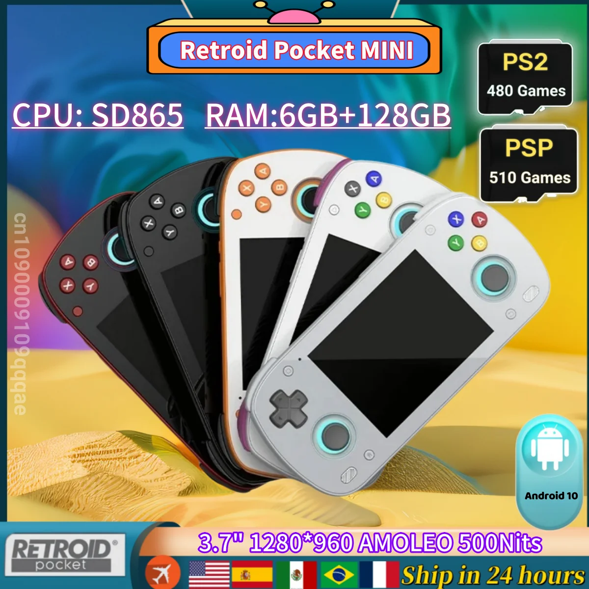 

Retroid Pocket MINI Retro Handheld Game Video Player Console 3.7 Inch OLED HD Screen Android Gaming 6+128G WiFi PSP PS2 RP Mini