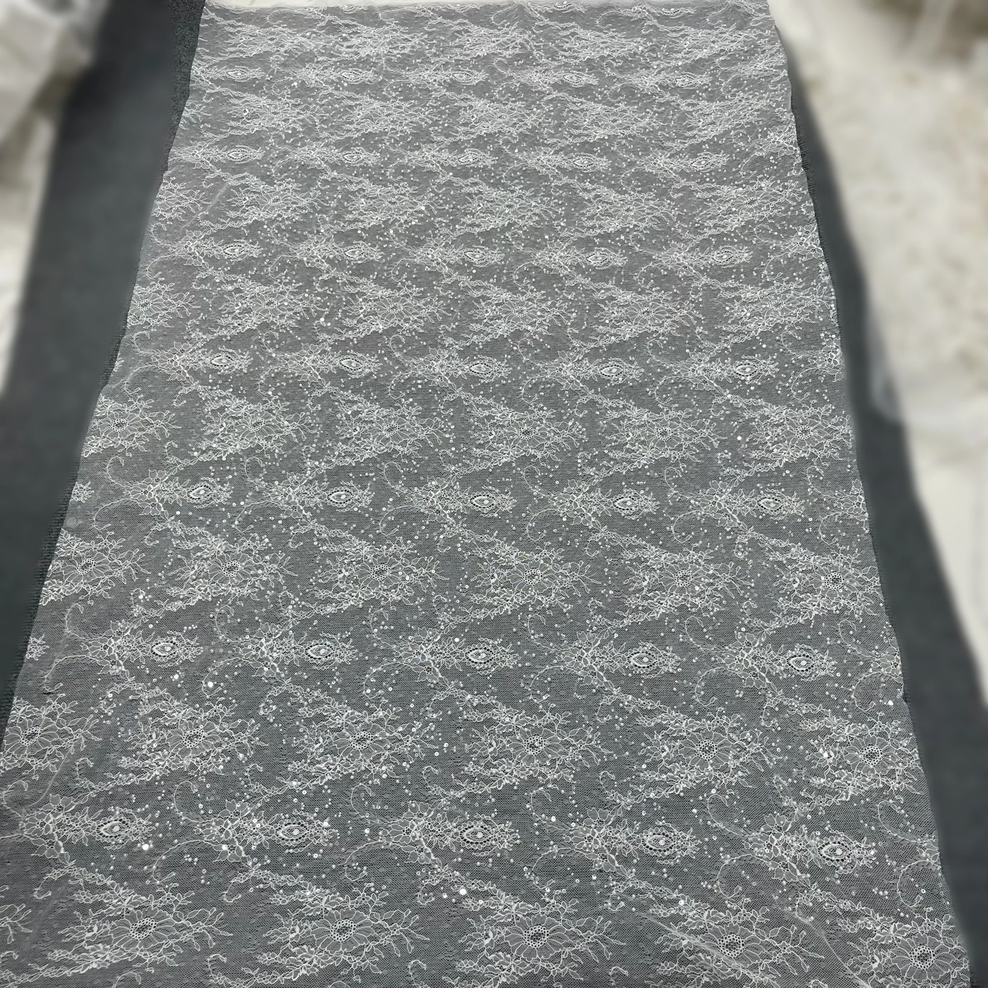 Elegant And Exquisite Sequined Beads Pearls French Lace Embroidery, High-End Wedding Gown Bespoke Evening Dress Fabric. - Image 6