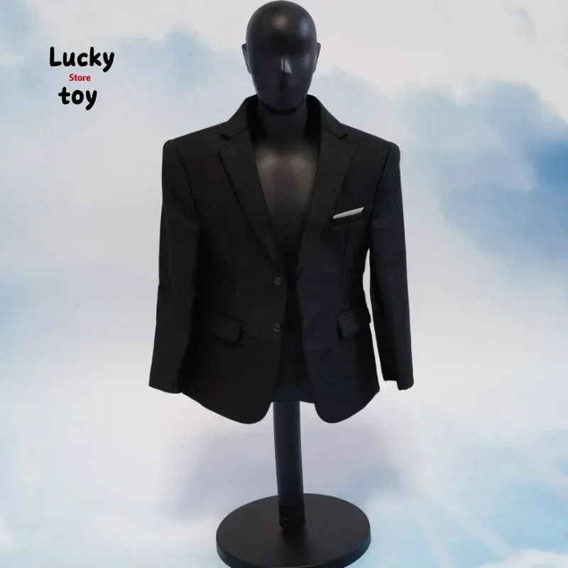 1/6 Scale Male Soldier Black Suit Jacket Gray Top Clothes Model for 12 Inch Action Toy Figures Muscular Normal Body Doll