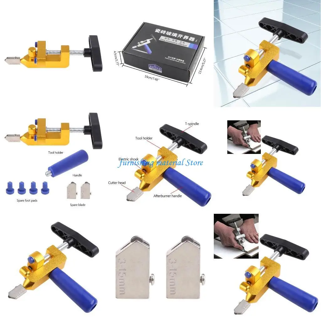 

Y5GD 2 in 1 Manual Tile Cutter, Hand Grip Ceramic Tile Divider Knife, Multifunction Glass Cutter Divider Set