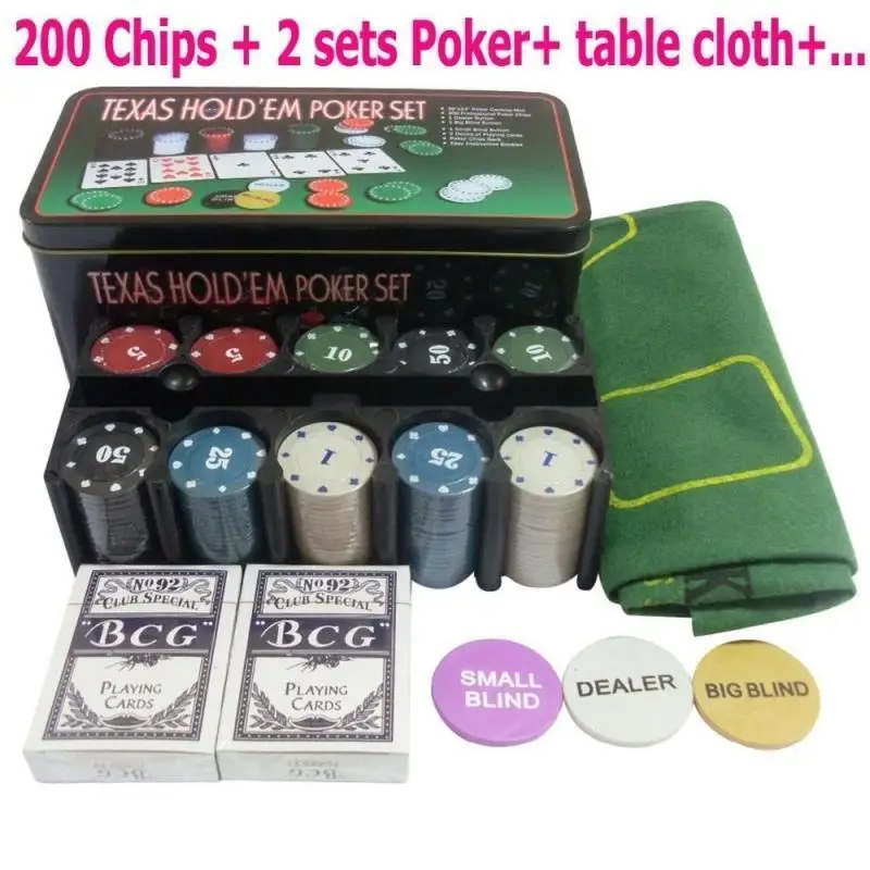 200 Pieces Iron Box Poker Suit 2 1 Point Tablecloth Chips Dealer Chip Poker Chess Room Entertainment