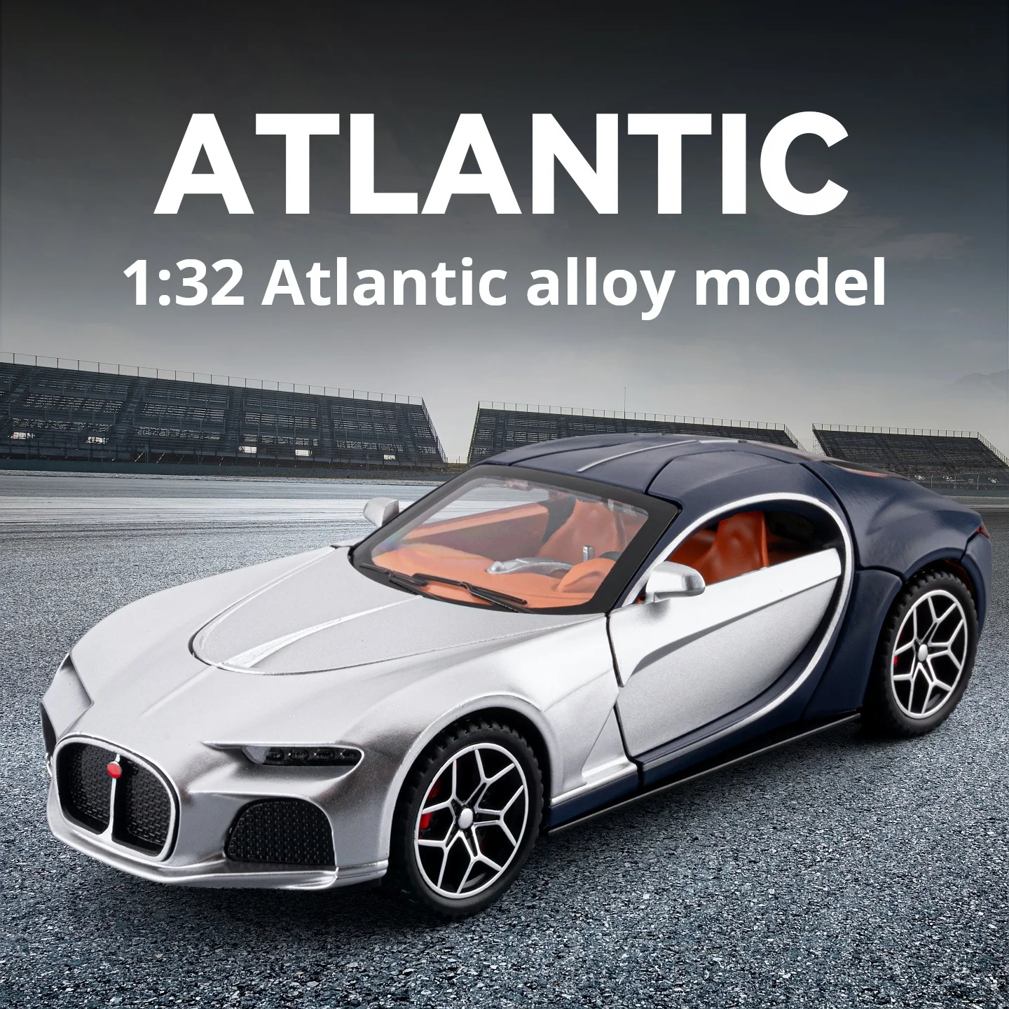 1:32 Scale Simulation Bugatti Atlantic Alloy Diecast Classic Car Model Sound Light Pull Back boys toy Kid Gift