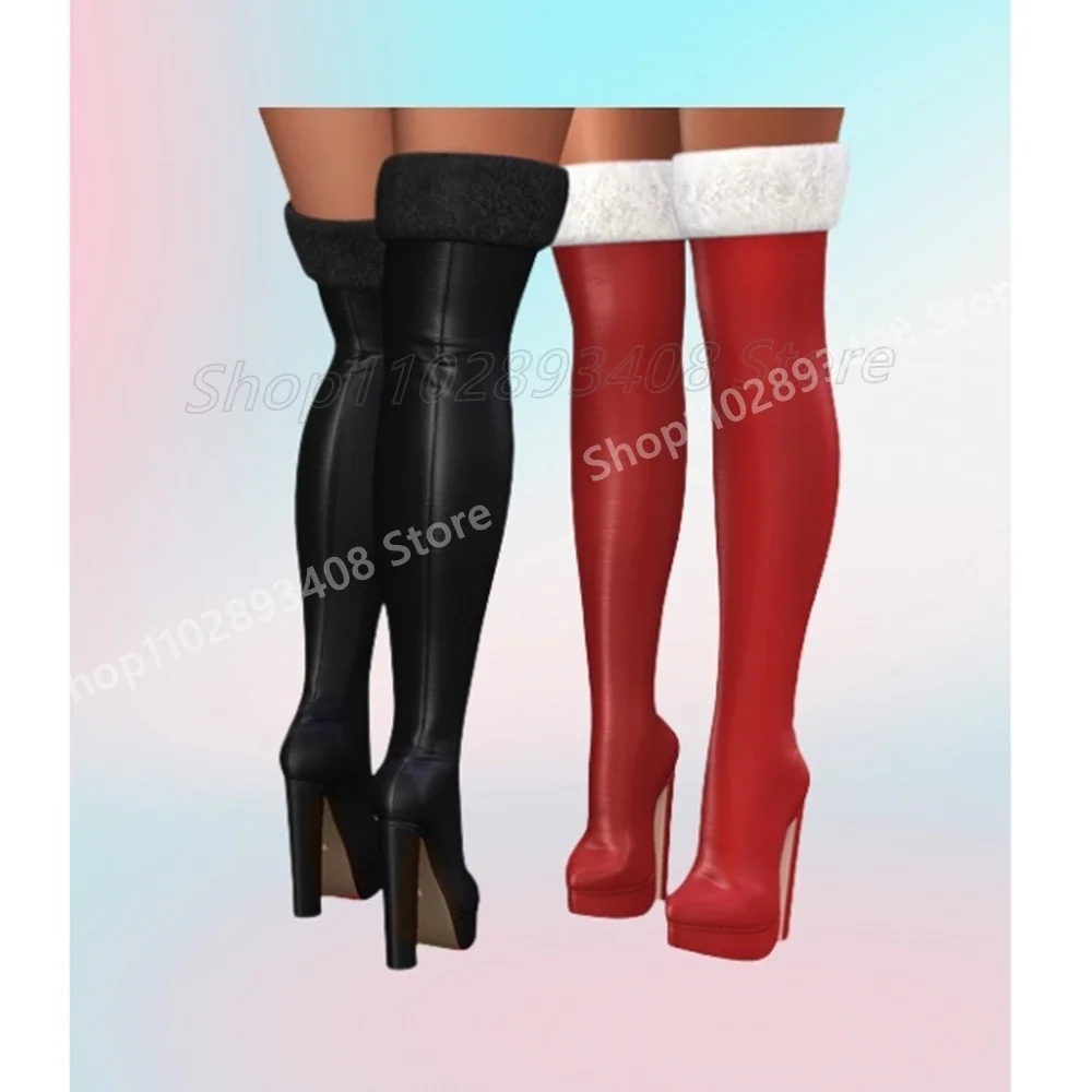 الشتاء أحذية طويلة الصلبة ريشة ديكور ماتي الجلود مكتنزة عالية الكعب موضة فوق الركبة أحذية النساء أحذية 2025 Para Mujere