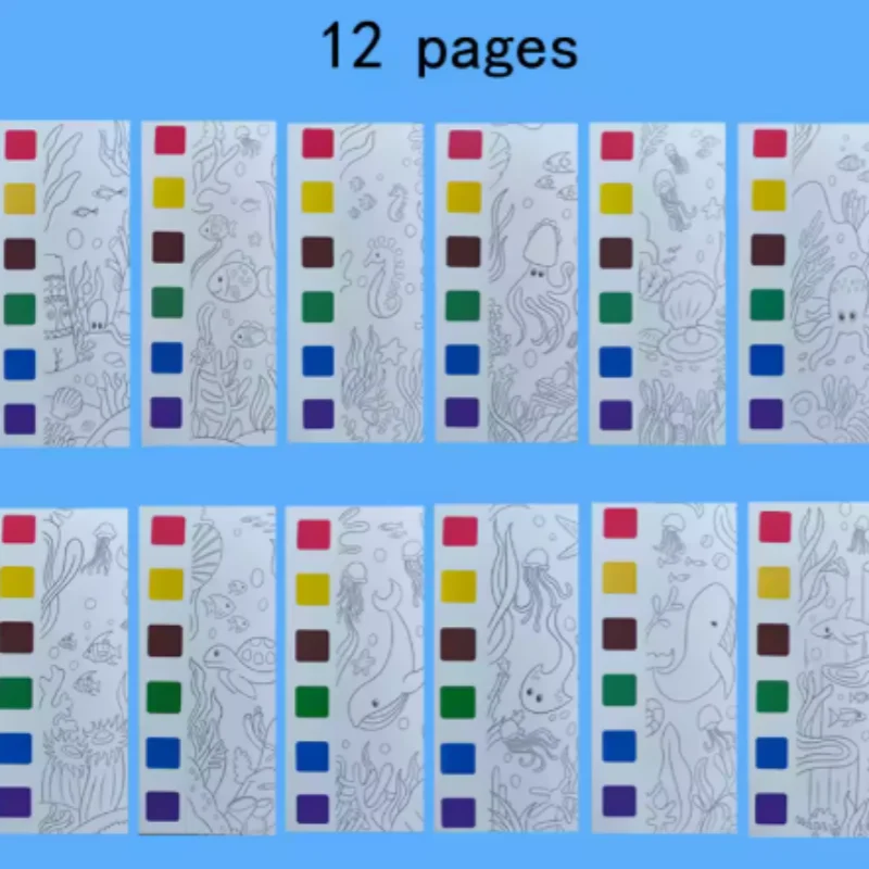 Livro de colorir aquarela infantil de 12 páginas, brinquedos desenvolvimento, brinquedos de desenho infantil para ação de graças, páscoa, presentes de natal