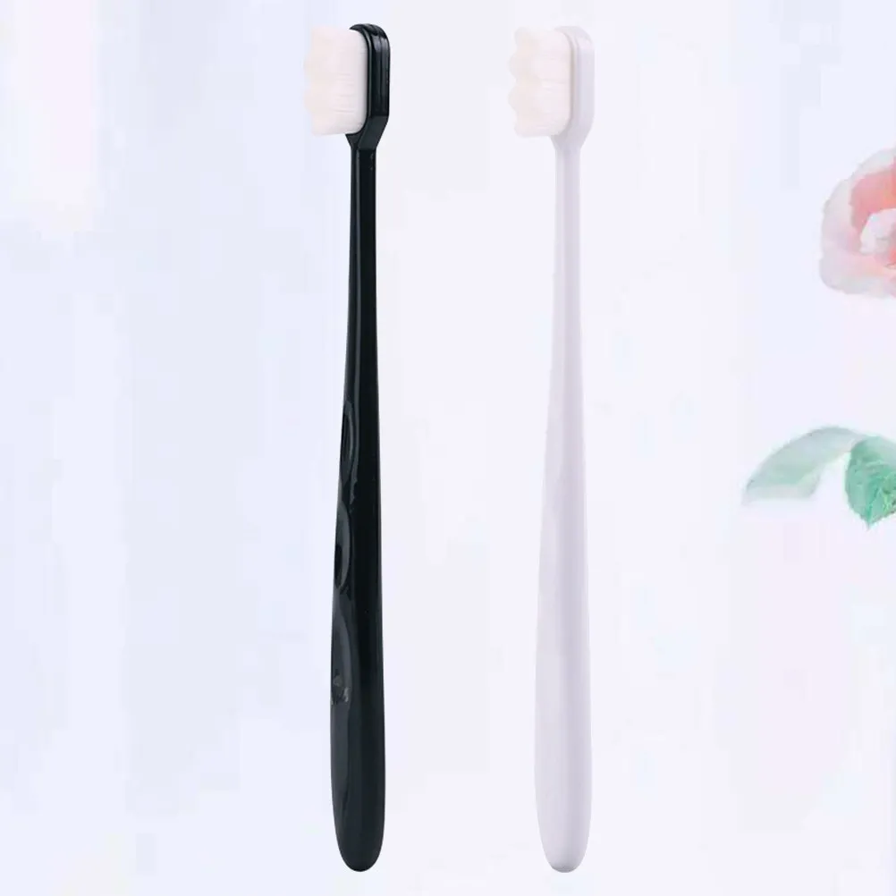 Soft Bristle Toothbrush 2 Pack Portable Lightweight Wave Design for Travel Home Camping Daily Oral Care