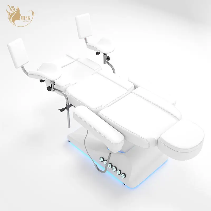 Electric Hydraulic Salon Therapy Bed With Adjustable Metal Frame And Synthetic Leather Cushion For Spa Bodywork