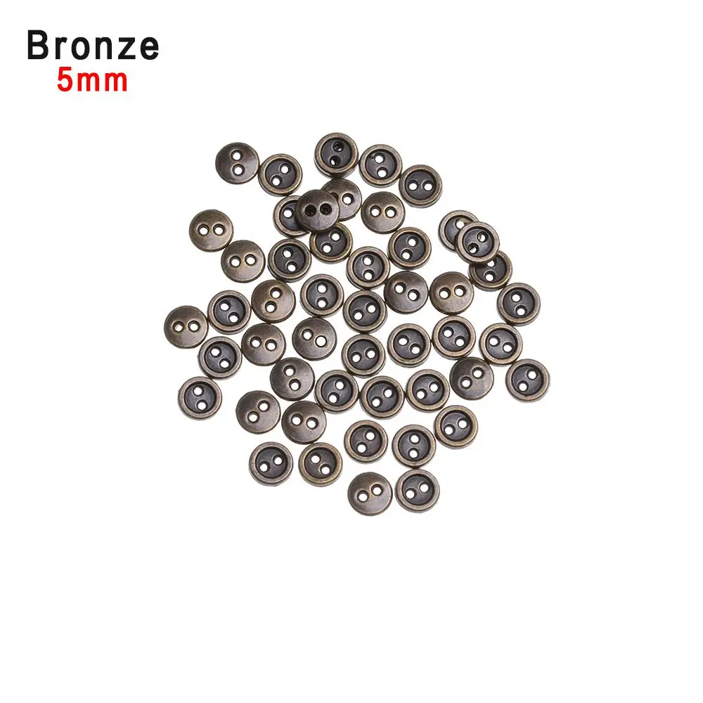 Mini boutons ronds en métal, 3/4/5mm, 50 pièces/lot, accessoires pour vêtements de poupée, miniatures, faits à la main