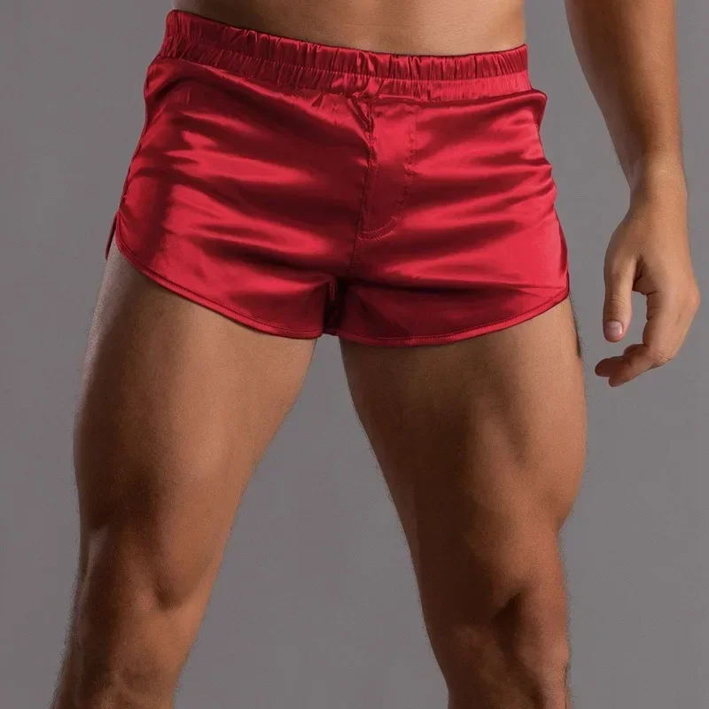 Mannen Sissy Aro Broek Slaapbroeken Ijs Zijde Lage Taille Pure Ondergoed Ademende Boxershorts Onderbroeken Loungewear Boxershorts