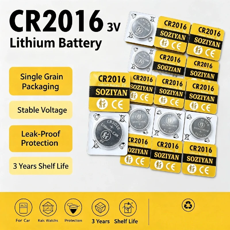 10-100Pcs CR2016 3V Coin Button Battery DL2016 BR2016 LM2016 Long Cells Watch Toy Clock Remote Control Electronic Device