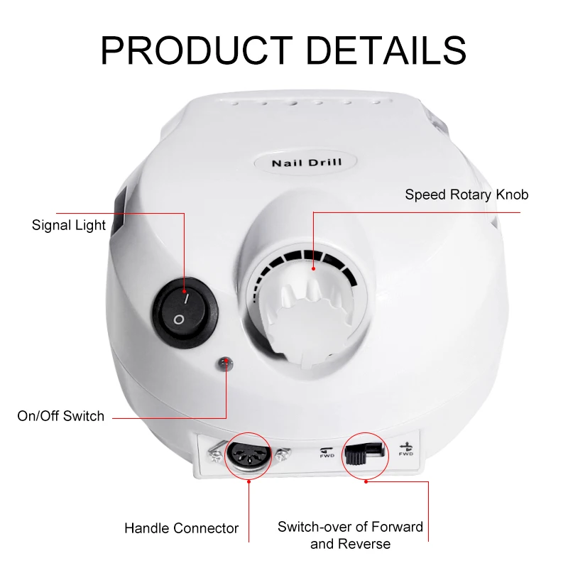 Perceuse à Ongles Professionnelle pour Manucure, Embouts Électriques, Ponceuse Pédicure, Lime Polisseuse, Équipement, Outils, N64.35000 RPM