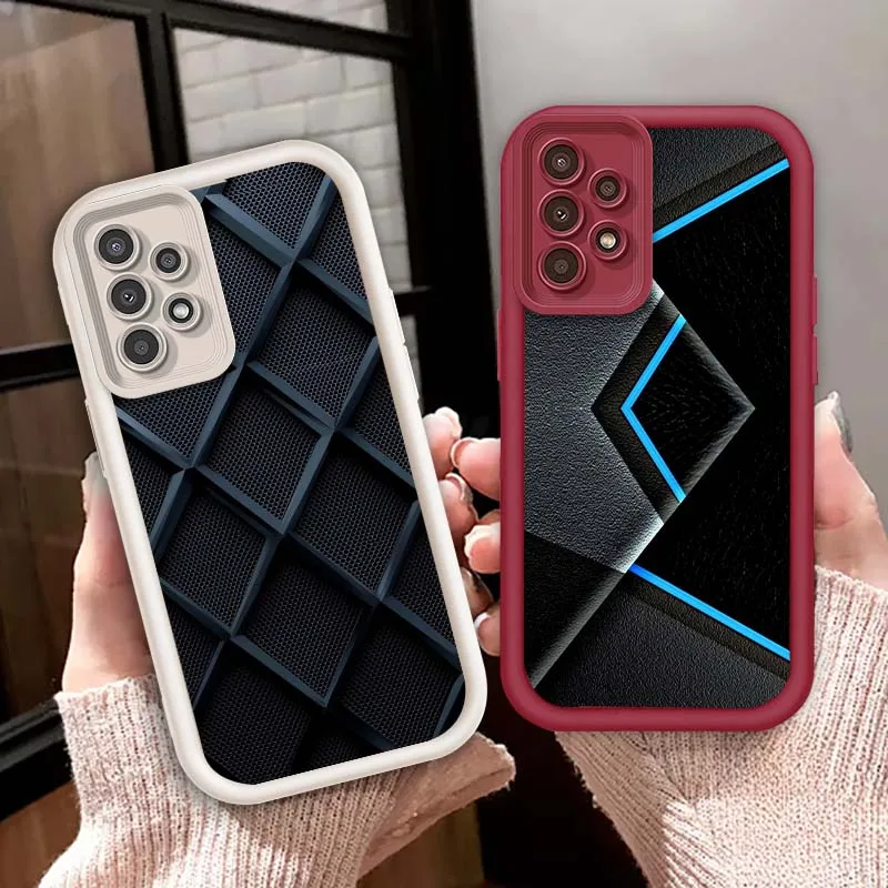 

Carbon Fiber Luxury Cool For Samsung A73 A72 A56 A55 A54 A53 A35 A32 A25 A24 A23 A21s A14 A05 5G Eye Ladder Phone Case