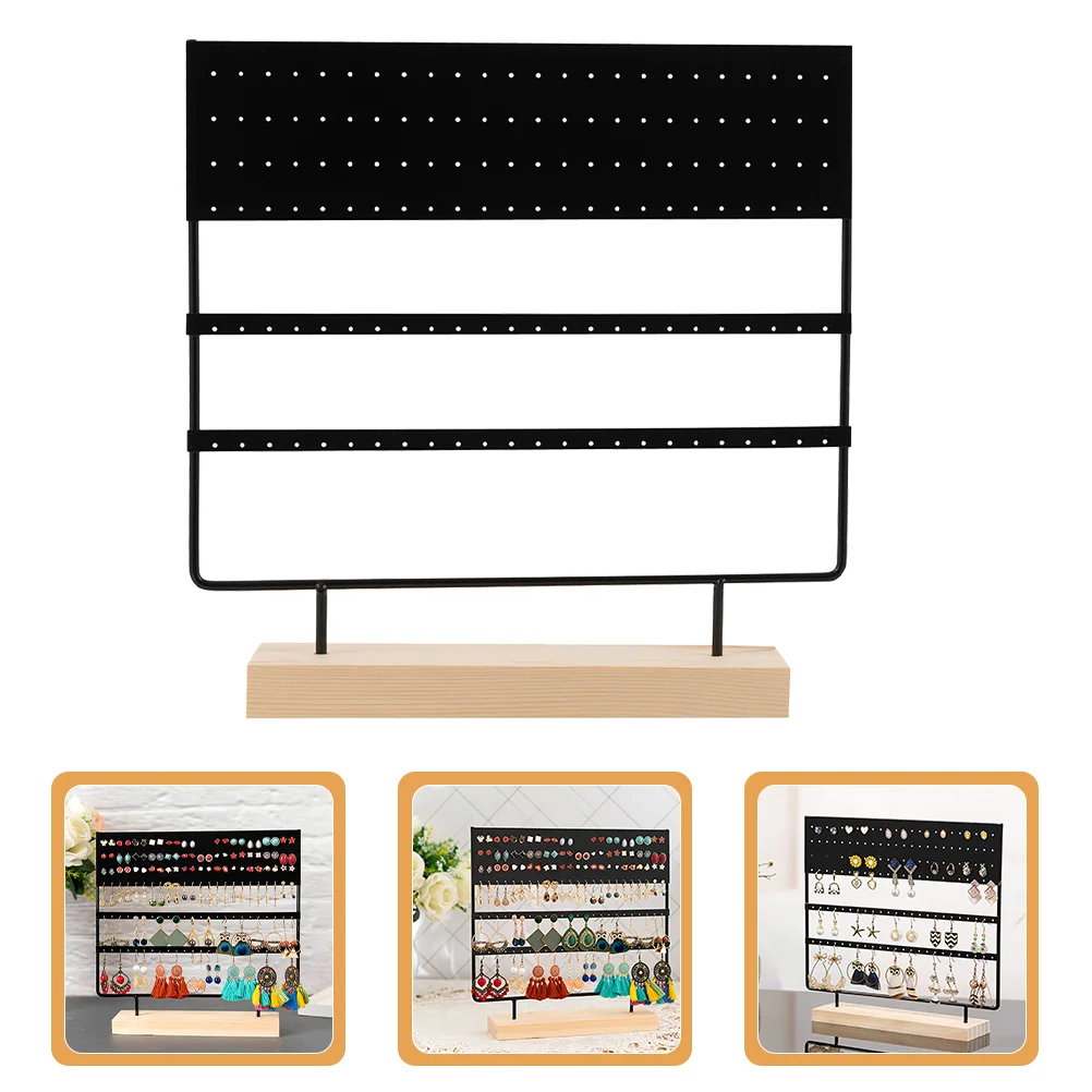 

Earrings Jewelry Holder Organizer Studs High Capacity Stand Wood Rack Home Supplies