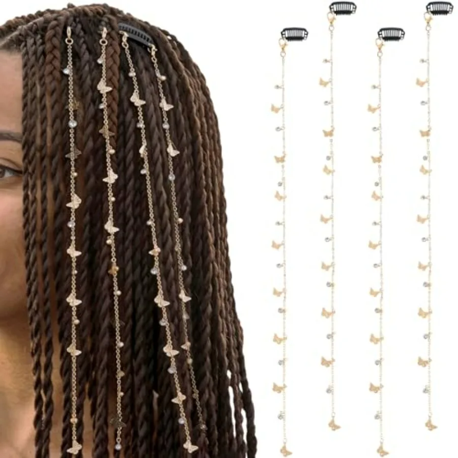 

FRESHME Loc Jewelry for Women - Boho Long Style Chain with Pendant Loc Dreadlock Accessories Renaissance Accessories