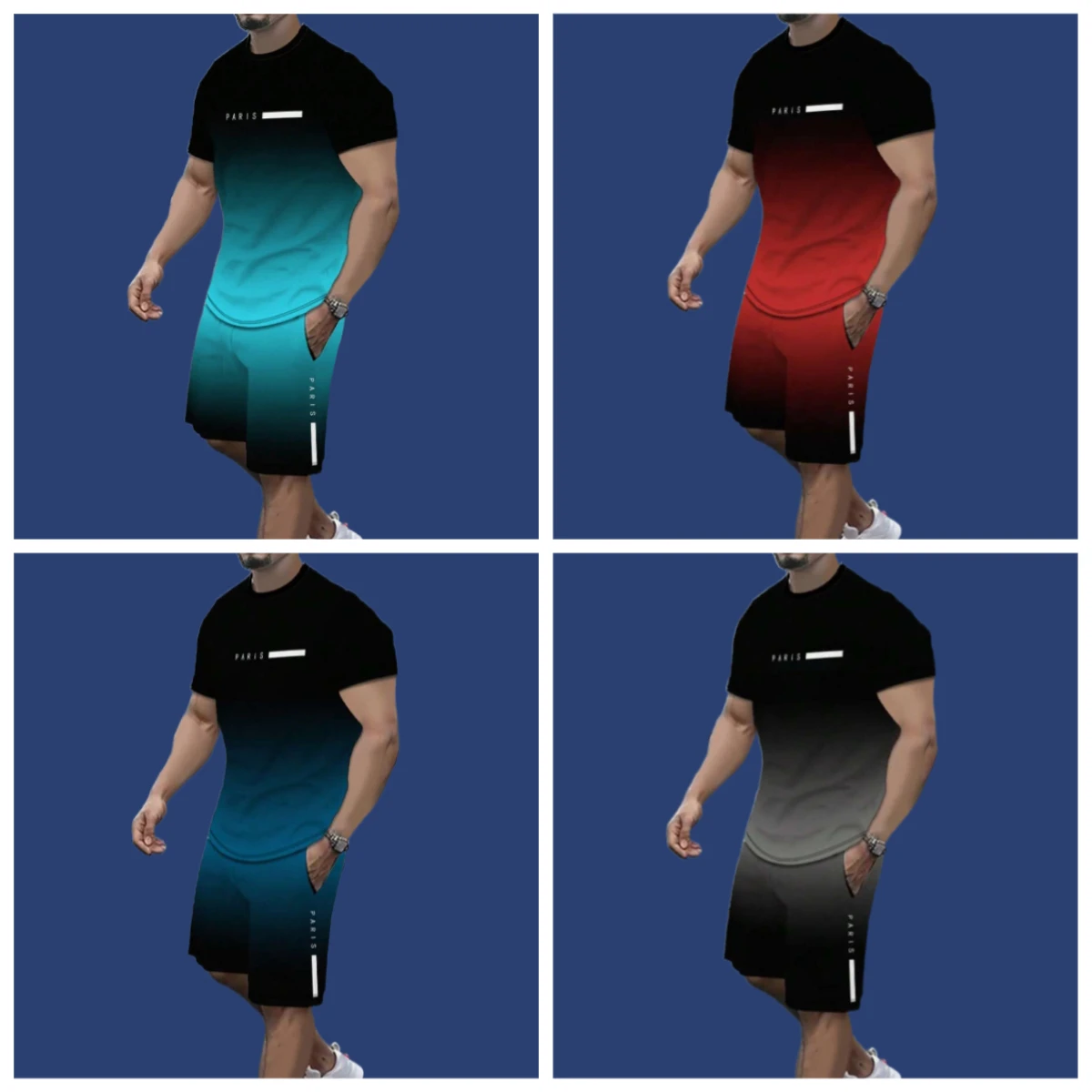 

Summer Simple Letter Print Men's Crew Neck Short Sleeve Top and Shorts Harajuku Street Fashion Men's Suit Everyday Casual Comfor