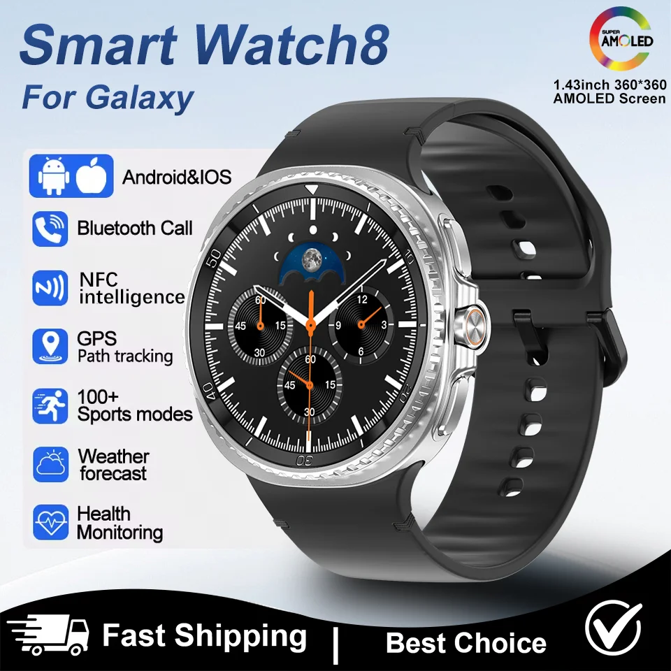 新型watch8-ultra-nfcスマートウォッチ-bt通話-スポーツウォッチ-ユニセックス-143インチ-amoled-3atm防水-心拍数モニタリング-スマートウォッチ