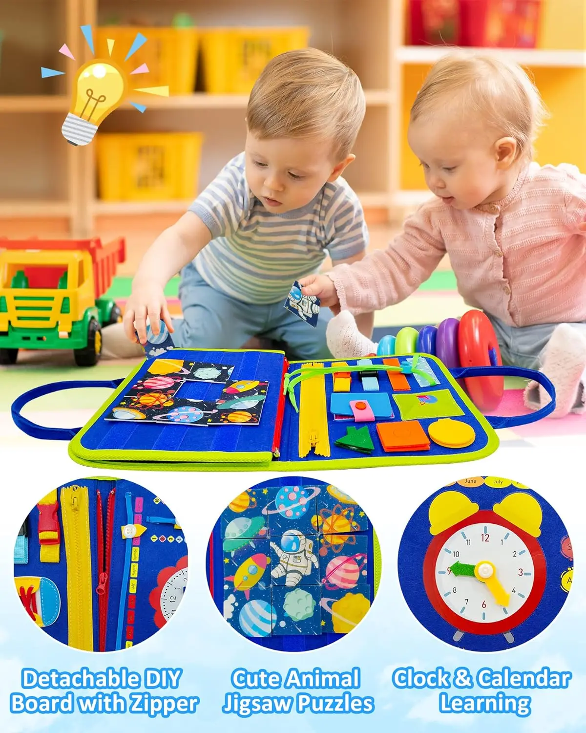 Kleinkind Beschäftigt Board Montessori Spielzeug Lernen Pädagogische Aktivitäten Reise Spielzeug Dinosaurier Dress up Sensorische Leben Fähigkeiten Rucksack – Detail 16
