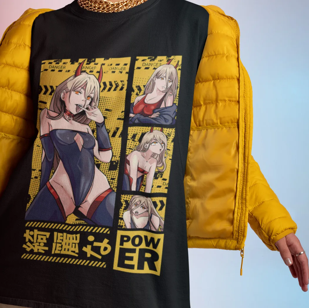 

Chainsaw Man Shirt Makima Power Tshirt Poshita T-Shirt Denji Anime Manga Tee Asa