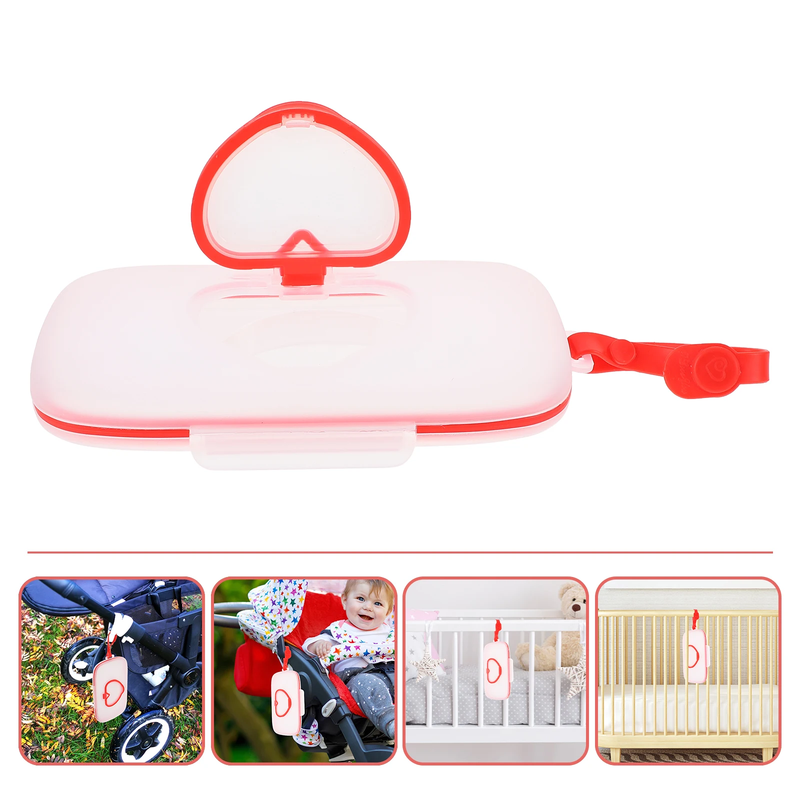 Caja de toallitas portátil, dispensador de cochecito, contenedor de pañuelos húmedos de viaje rojo, Material PP reutilizable, bloqueo de humedad de larga duración