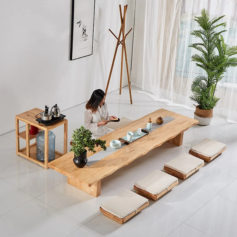 

Japanese Tatami Solid Wood Table Platform Long Low Table Sitting Floor Bay Window Sitting Zen Large Tea Table