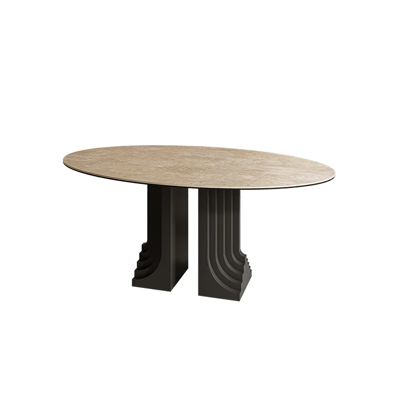 Travertine rock slab light luxury high-end new anti-seepage, anti-scratch and anti-scalding dining table