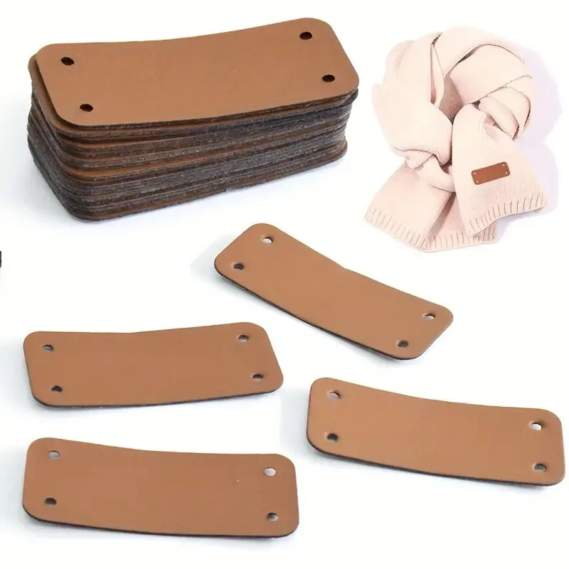 50pcs Custom Laser Engraved Logo PU Leather Handmade Tags DIY Hats Bags Clothes Hand Made Tags Sewing Crafts Garment Accessories
