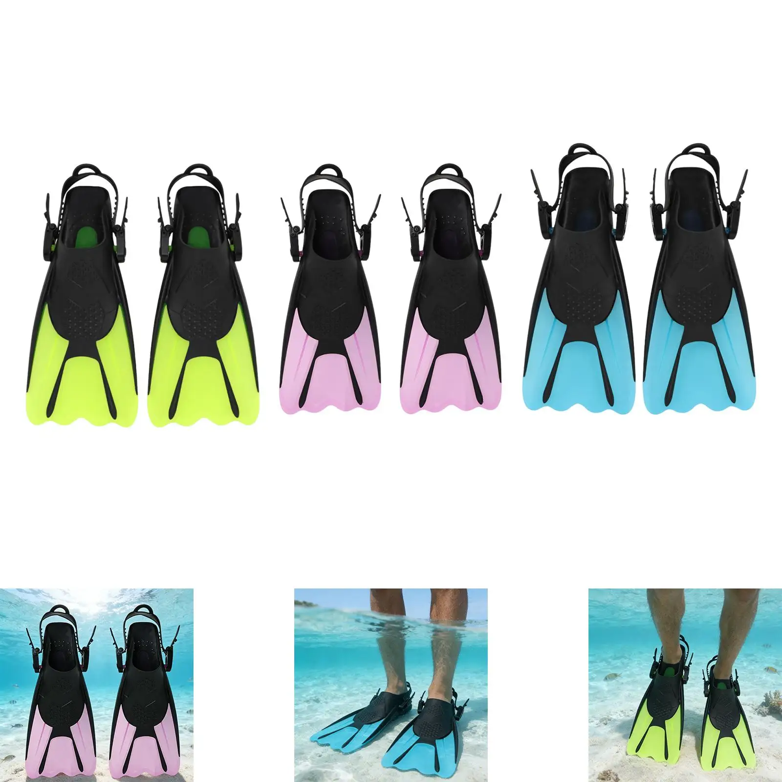 

Diving Fins Open Heel Portable Diving Flippers for Men Women Adults Beginner