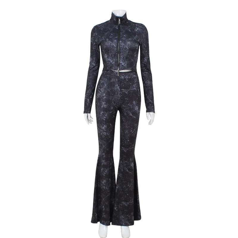Cool Sassy Women's Autumn New Fashion Trend Long Sleeve Slim Slim Long Flared Pants Suit