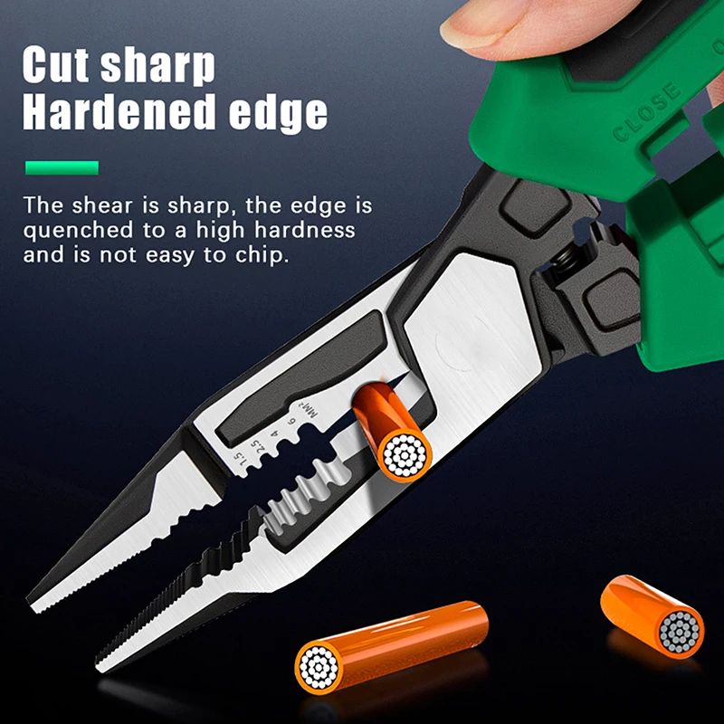 Multifunctional Wire Stripping Pliers With Digital Display Voltage Testing Cable Cutting Crimping Pliers Electrician Pliers