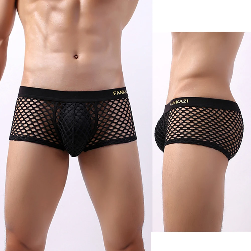 Men's Sexy Underwear Pouch Breathable Underpants Mesh Jockstrap Briefs Hot Underwear Fishnet Boxers Briefs - Image 6